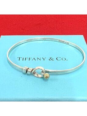 Tiffany & Co Vintage Hook Eye Bangle Silver Gold Bracelet